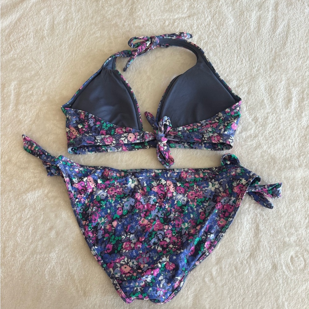Floral Bikini Size Large With Adjustable Ties in Purple, Pink and Green GUC - Picture 11 of 12